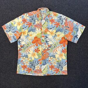 Vintage Campia Moda Hawaiian Aloha Shirt Mens L Tropical Floral Resort Vacation
